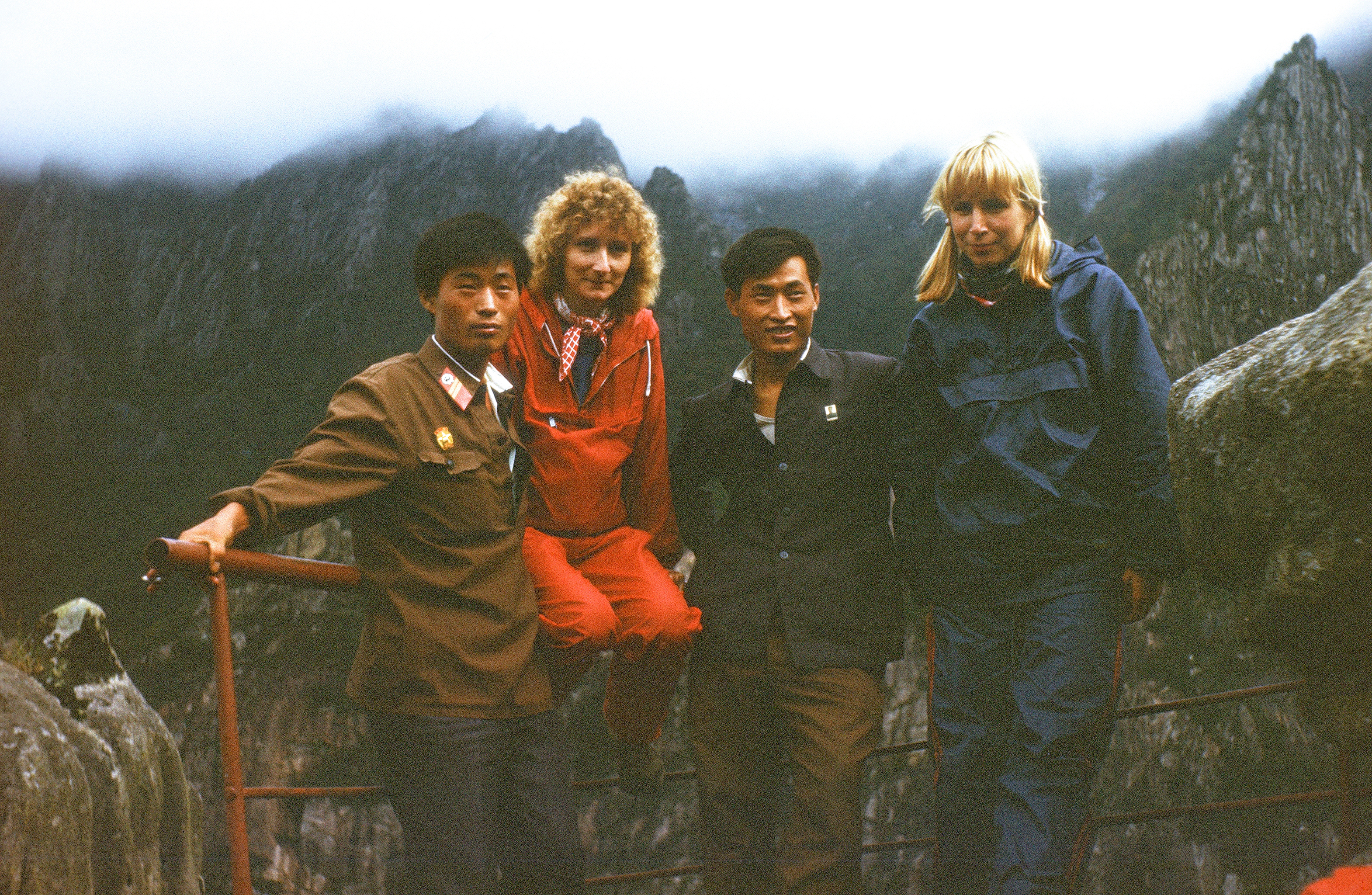 Petra Winter (left) and Ute Friedrich (right) with their North Korean chaperones, 1989. Courtesy: Ute Friedrich