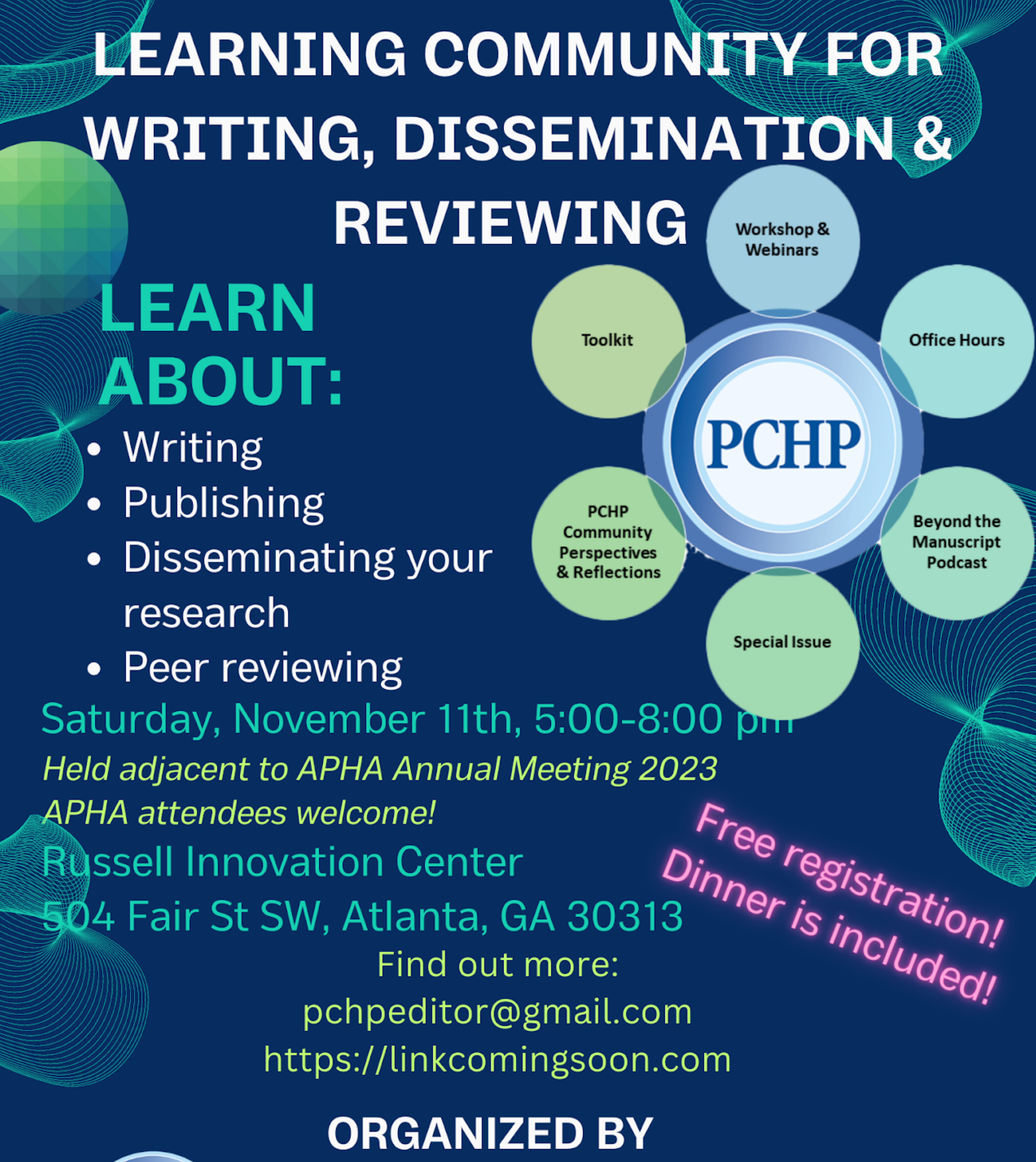 flyer for the Writing, Dissemination & Reviewer Learning Community for Community-Patient Authors and Reviewers
