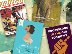 Sale Page Image, Mad Man, the Making of Jane Austin, The Walker's Mammals of the World, and Professors in the Gig Economy
