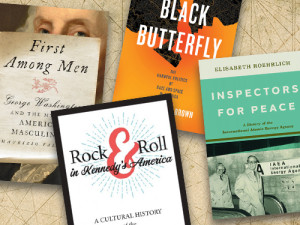 History Sale Banner, First Among Men, Rock & Roll in Kennedy's America, Inspectors for Peace, and The Black Butterfly